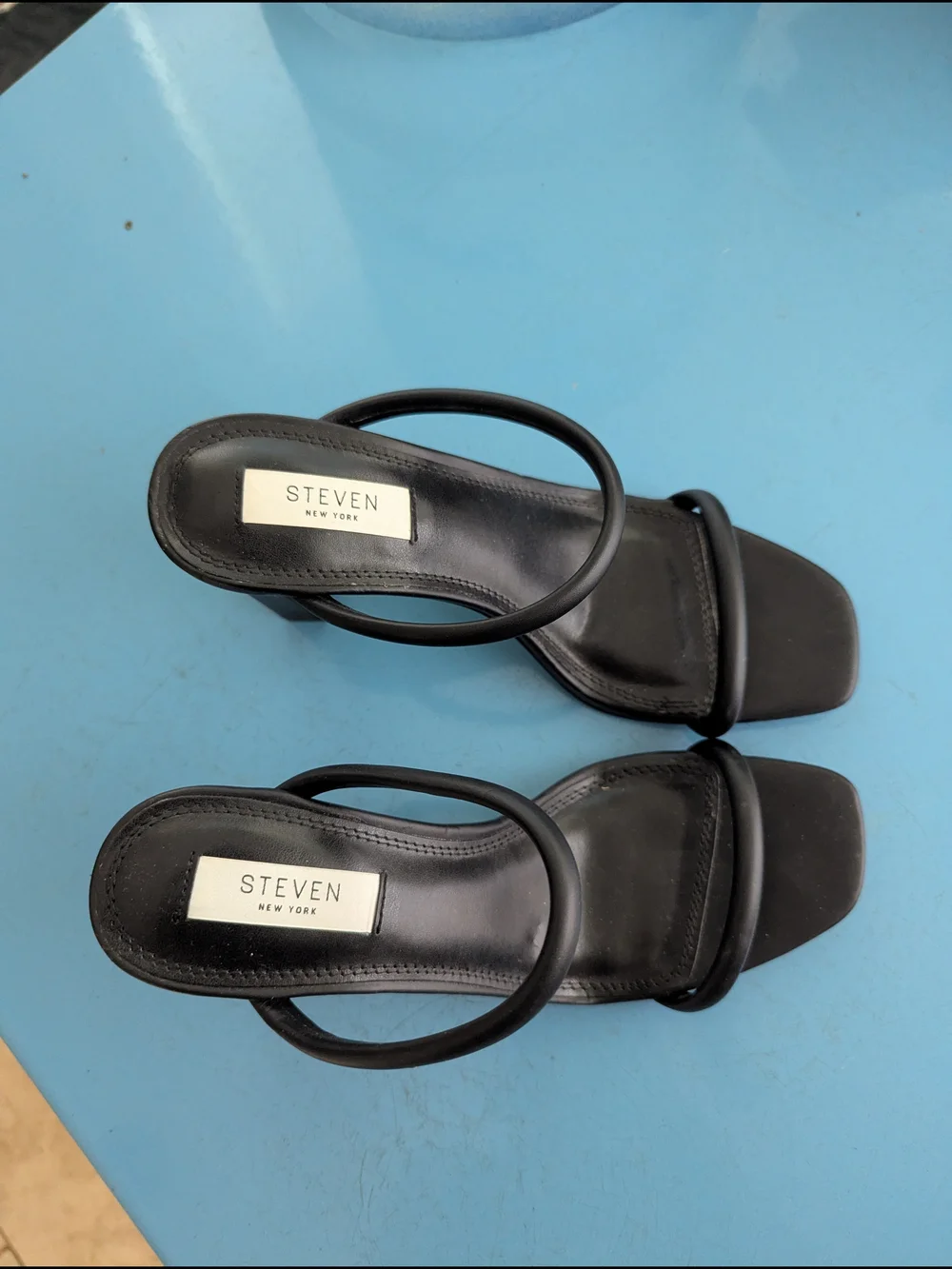 Minimalist Black Double-Strap Block Heel Sandals - Women